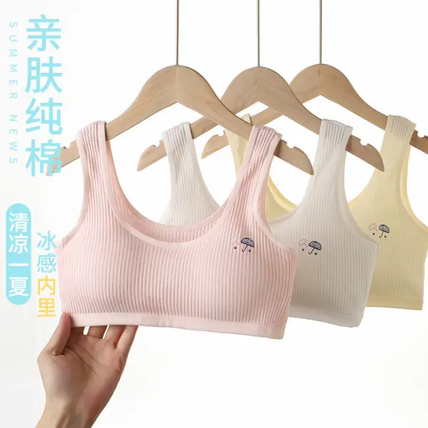 Premium Soft Cotton Ribbed Training Bra for Teenagers and Junior Girls - Multi-Color Pack