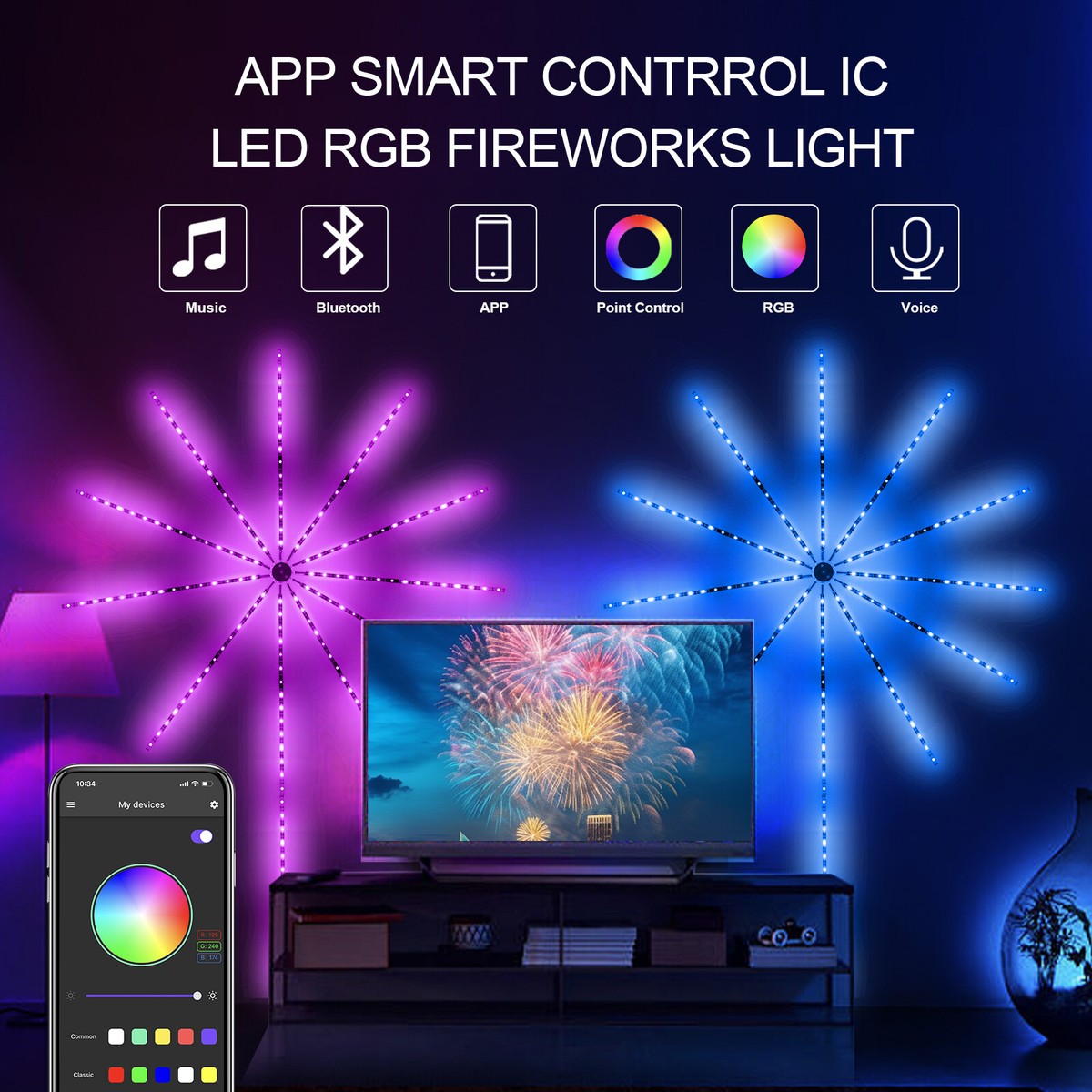 Symphony RGB Firework LED Strip Light Set – মিউজিক সিনক্রোনাইজেশন এবং স্মার্ট অ্যাপ কন্ট্রোল সুবিধা সম্পন্ন 4