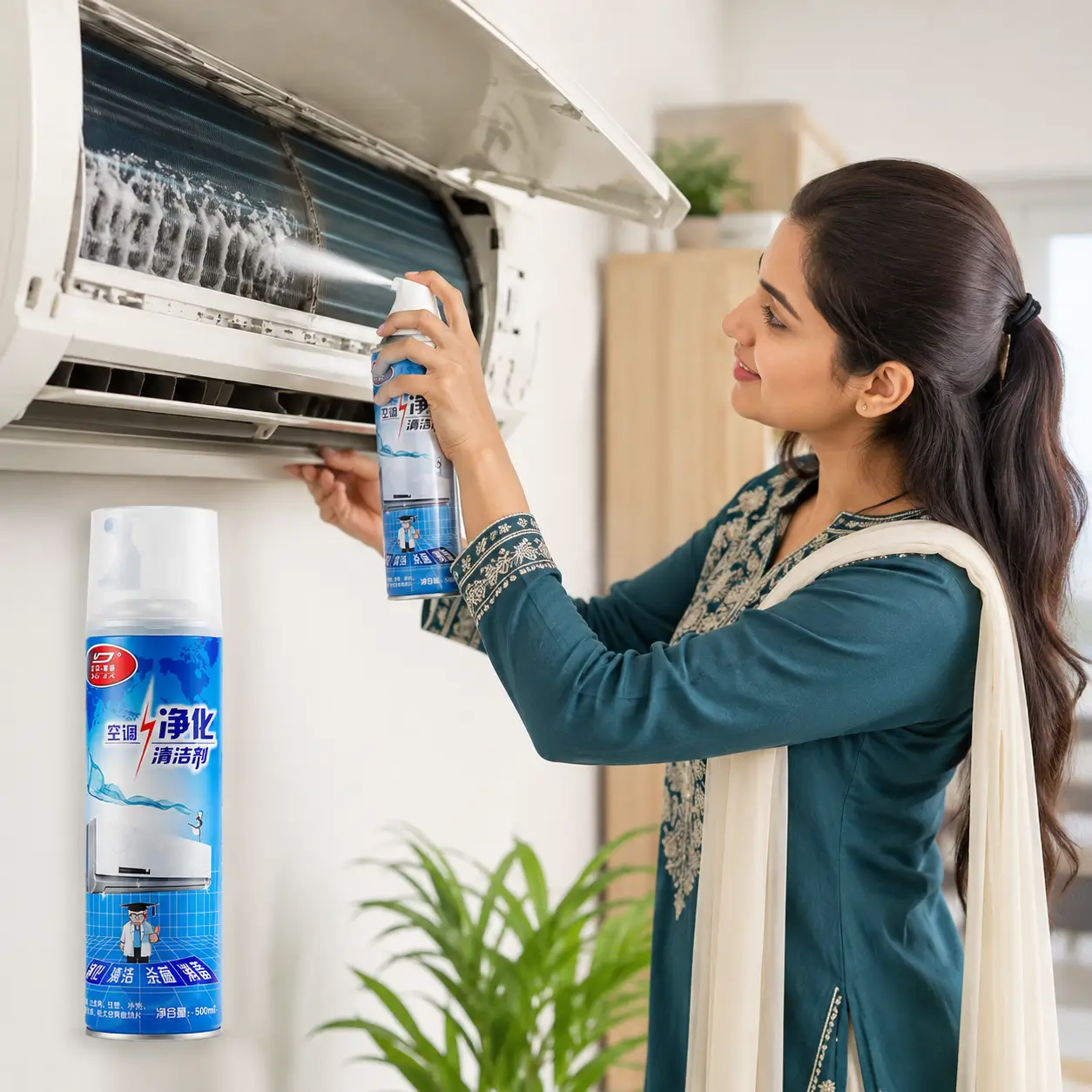এসি ক্লিনিং ফোম স্প্রে 500ml | AC Cleaning Foam Spray – Air Conditioner Cleaner 2