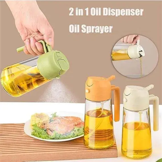 2-in-1 Oil Sprayer & Oil Dispenser Bottle (500ml) প্রিমিয়াম ২-ইন-১ তেল স্প্রেয়ার ও তেল ডিসপেন্সার বোতল (৫০০ml) | স্প্রে ও ঢালুন একই বোতলে 4