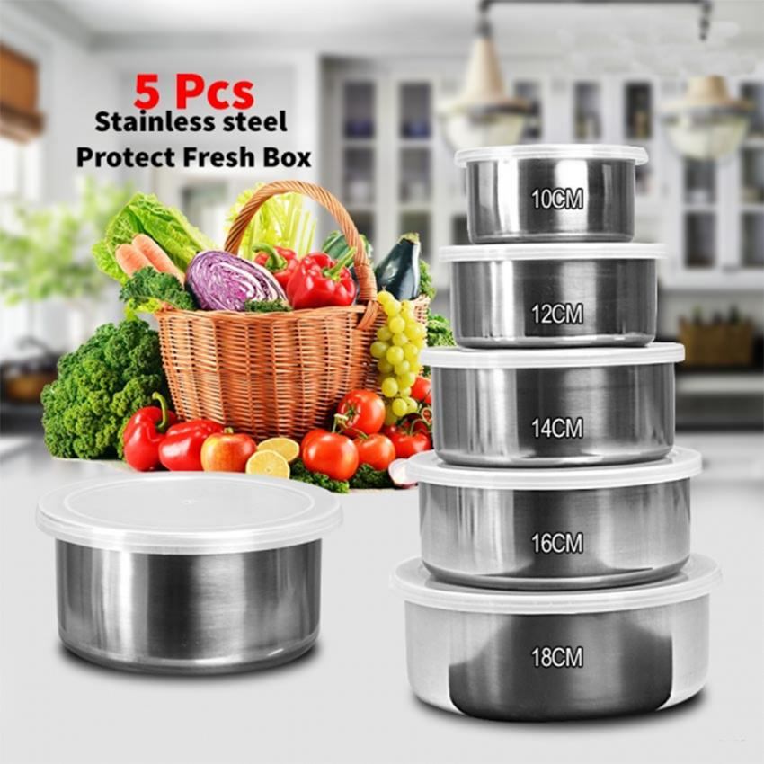 5 piece Bati box ,স্টেইনলেস স্টিলের ঢাকনা সহ খাবারের বক্স ৫ পিস, stainless steel box 5 piece,5pcs box, 5
