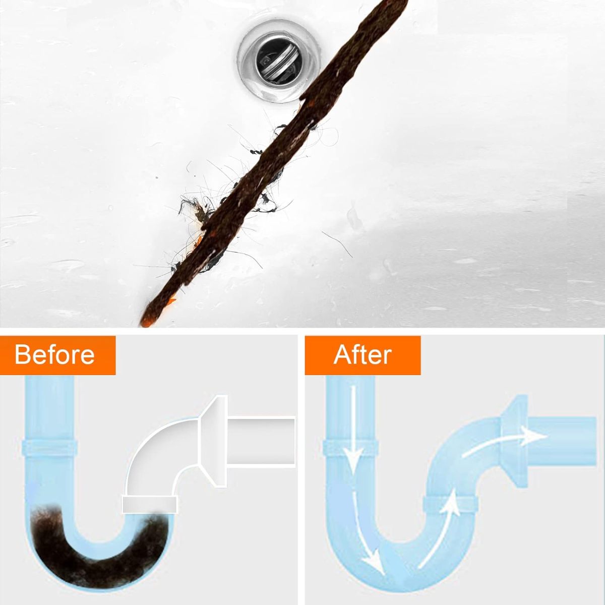 ড্রেন ক্লিনার ক্লগ রিমুভাল ক্লিনিং টুল / Drain / Basin pipe/ Tar Cleaner 3