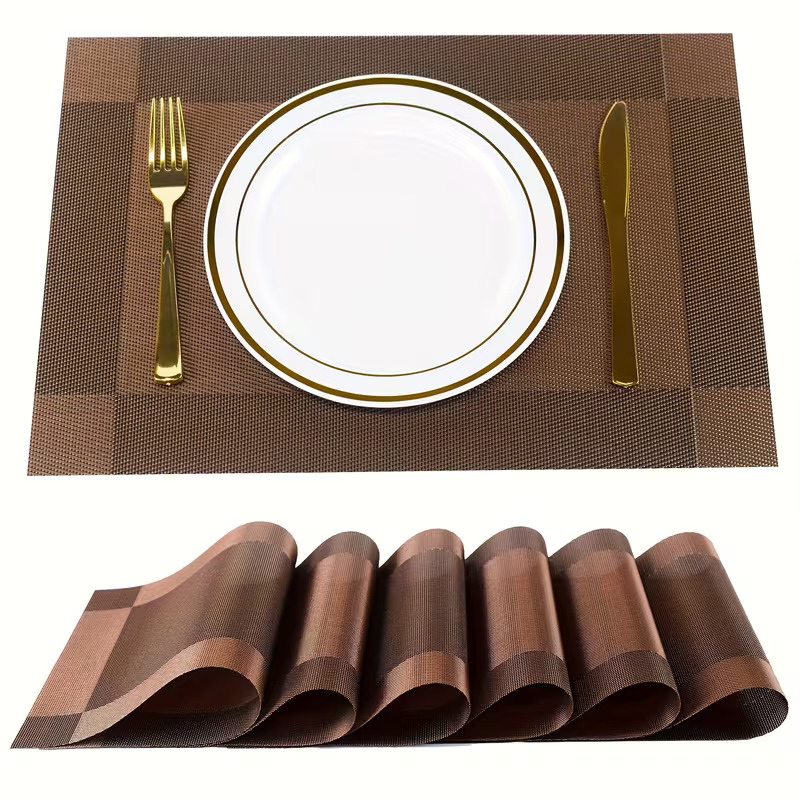 6 Piece Placemat for Dinning Coasters | Rectangular Table Placemat 6 Piece. Solid Color Table Decoration Mat, Coffee Table Pad, Household Bowl Plate Mat, Dining Table Decor, Room Decoration-ডাইনিং কোস্টারের জন্য ৬ পিস প্লেসম্যাট- দস্তরখানা।