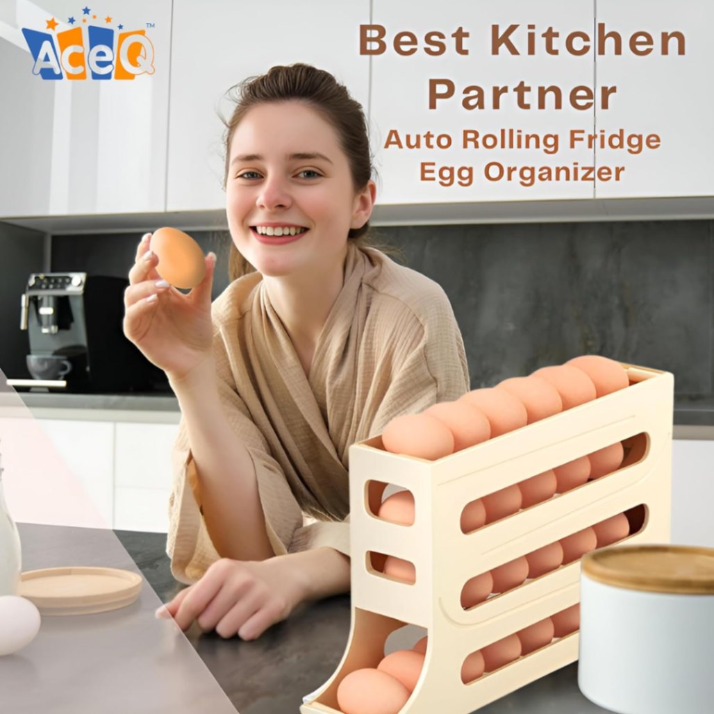 4 layer egg dispenser, Refrigerator Egg Storage 4 Layer Automatically Rolling Eggs Dispenser Space Save Egg Tray For Cabinet Restaurant Kitchen 5
