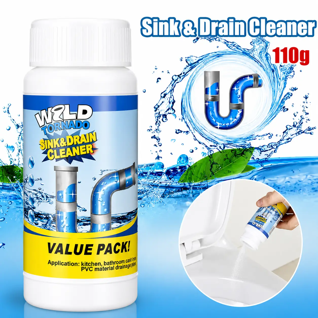 ড্রেন ব্লক রিমুভার পাউডার / Portable Powder Cleaning Tool Super Clog Remover