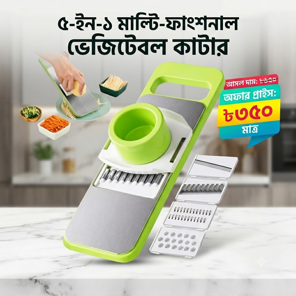 5 in 1 Vegetable Cutter And Slicer,৫ ইন ১ সবজি কাটার এবং স্লাইসার, ৫ ইন ১ রান্নাঘরের সবজি কাটার সরঞ্জাম: সবজি কাটার, গ্রেটার, স্লাইসার, শ্রেডার, মাল্টি স্লাইসার, পিলার, গাজর ও ফলের জন্য।