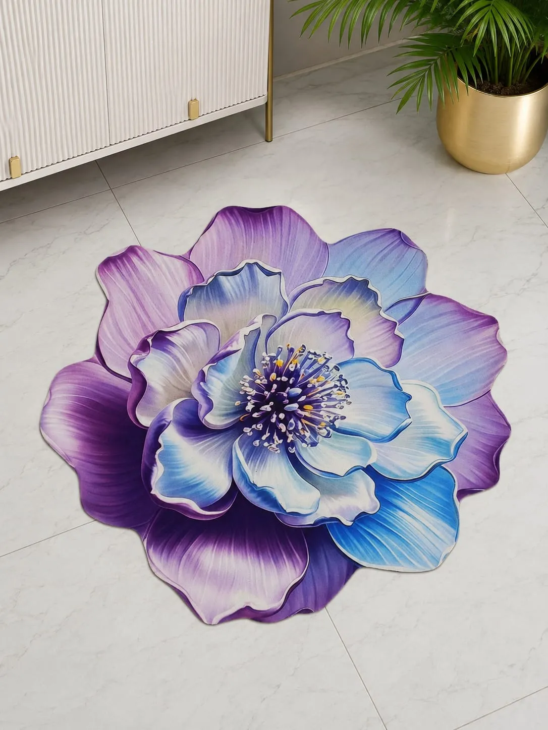 Luxury 3D Flower Floor Mat – Soft Non-Slip Bedroom Decorative Rug / লাক্সারি ৩ডি ফুল শেপ ফ্লোর ম্যাট 3