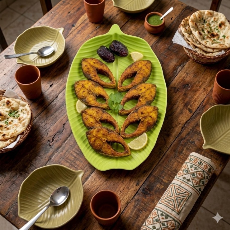 প্লাস্টিক কলা পাতা সার্ভিং প্লেট / Premium Plastic Banana Leaf Serving Plate 3