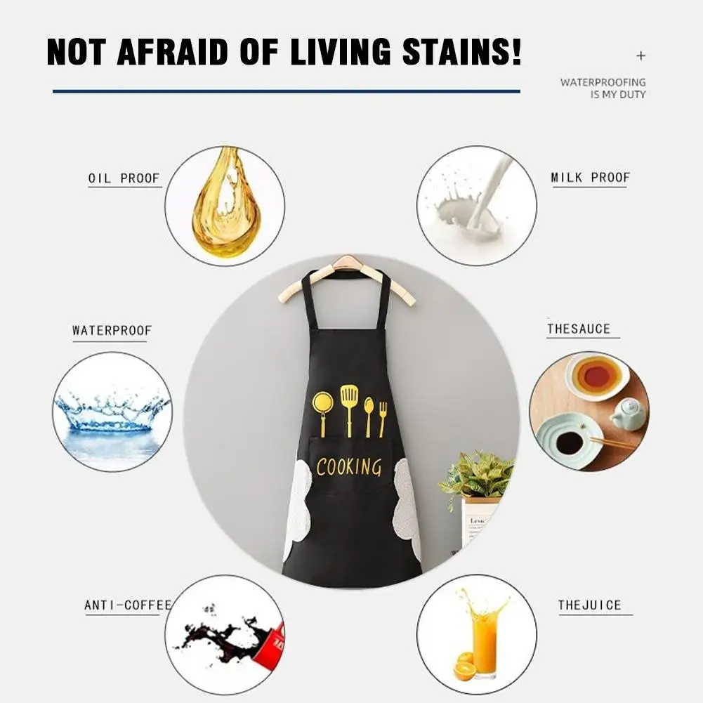 Kitchen Cooking Apron, Waterproof & Anti-Oil Polyester Kitchen Apron, Restaurant Apron for Chef Cooking 7