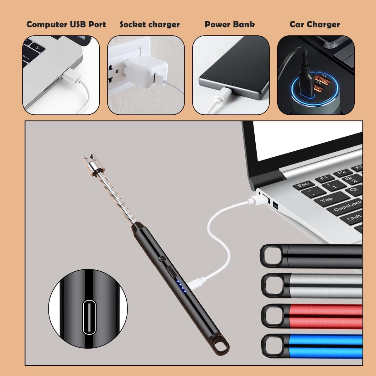 রিচার্জেবল ইউএসবি ইলেকট্রিক লাইটার,Rechargeable USB Electronic Lighter 1