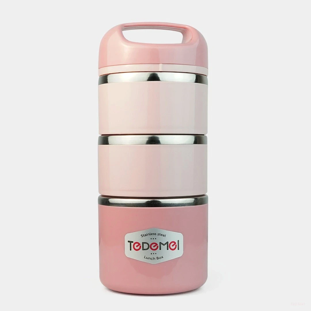 Tedemei 3-Layer Stainless Steel Lunch Box Leak-Proof with Handle and PU Foam Insulation