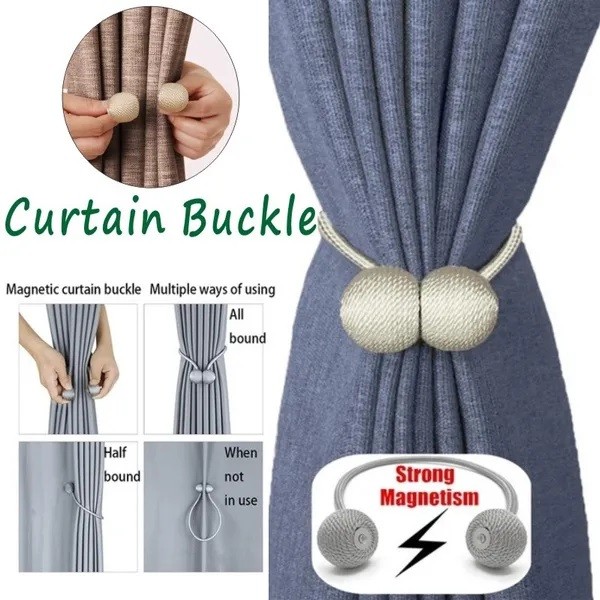 Magnetic Curtain Buckle, Modern Curtain Holder, Multicolor Decoration, Living Room Accessories -ম্যাগনেটিক কার্টেন বাকল, মডার্ন কার্টেন হোল্ডার, মাল্টিকালার ডেকোরেশন, লিভিং রুমের এক্সেসরিজ - ১ জোড়া 5