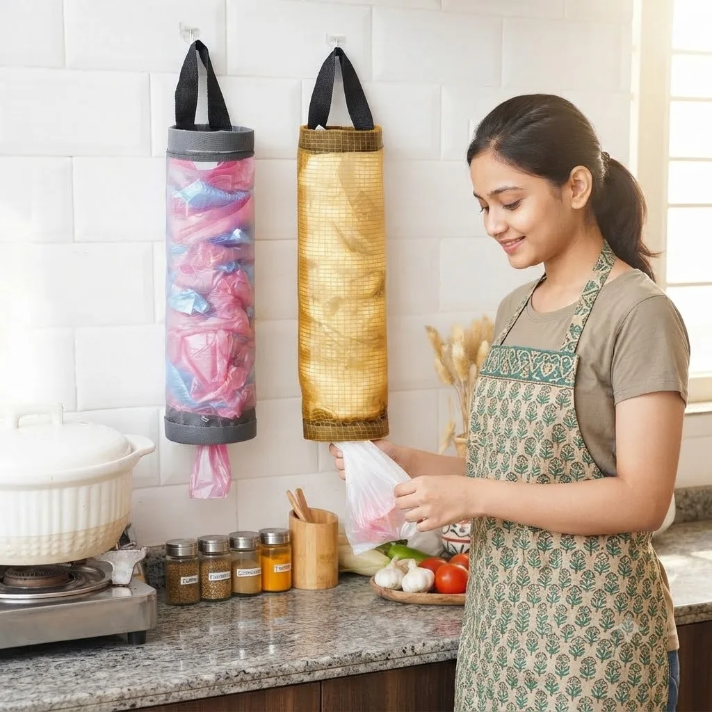 কিচেন পলিথিন স্টোরেজ ব্যাগ / Kitchen Plastic Bag Holder