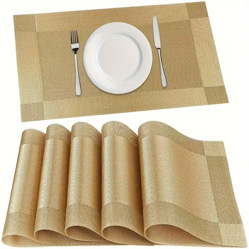 6 Piece Placemat for Dinning Coasters | Rectangular Table Placemat 6 Piece. Solid Color Table Decoration Mat, Coffee Table Pad, Household Bowl Plate Mat, Dining Table Decor, Room Decoration-ডাইনিং কোস্টারের জন্য ৬ পিস প্লেসম্যাট- দস্তরখানা। 2