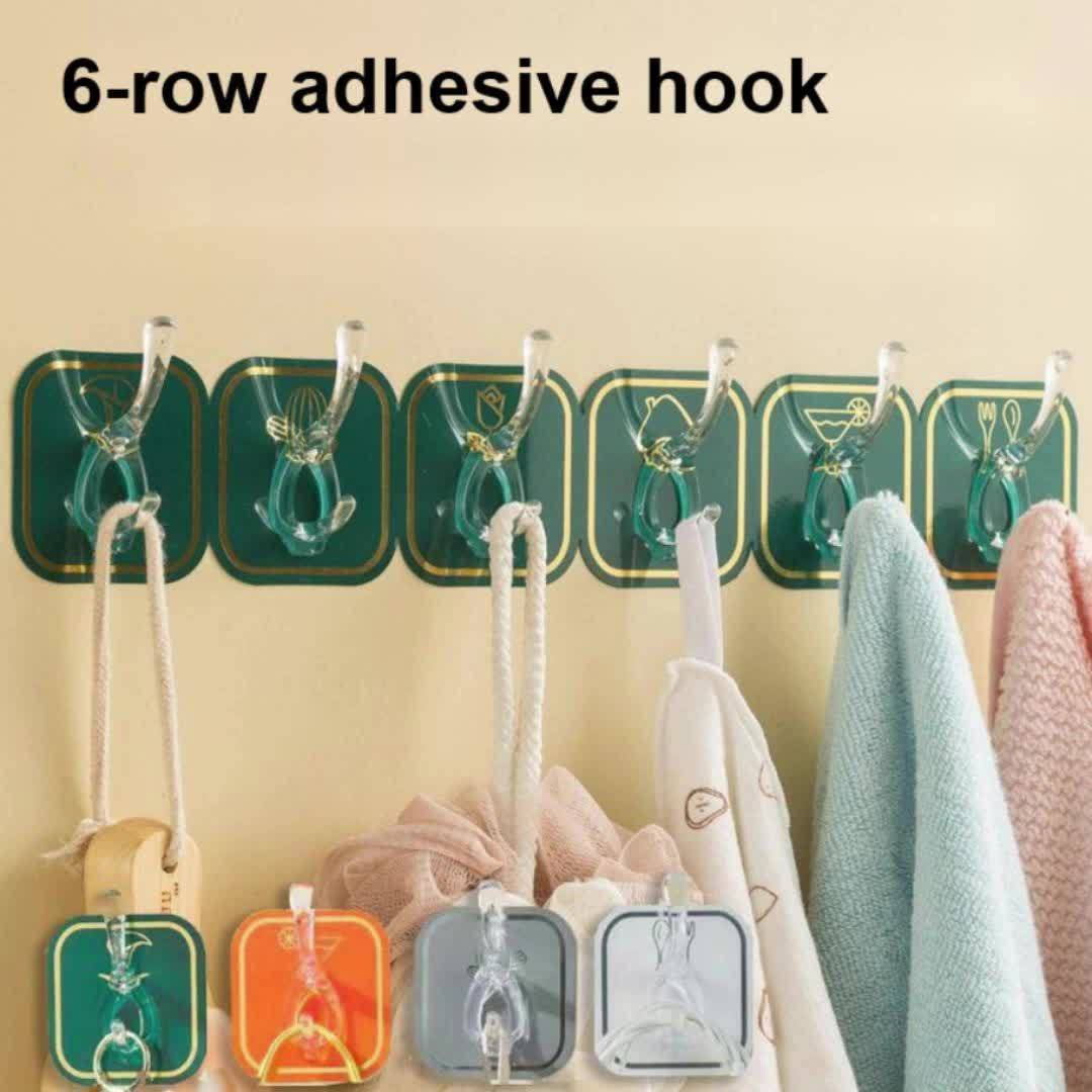 6Pcs Self Adhesive Hook Key Storage Hanger for Kitchen Bathroom Door Wall- রান্নাঘরের বাথরুমের দরজার ওয়াল জন্য 6 পিসি স্ব-আঠালো হুক কী স্টোরেজ হ্যাঙ্গার 9