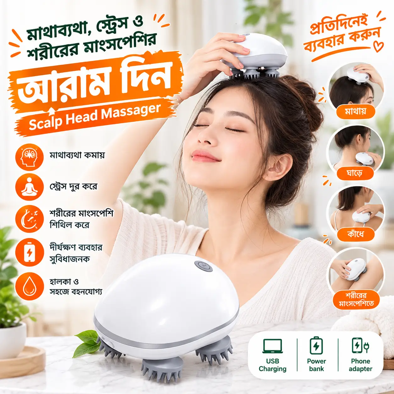 Scalp Head Massager | Electric Head & Body Massager – স্ক্যাল্প, মাথা ও শরীরের ম্যাসাজার 7