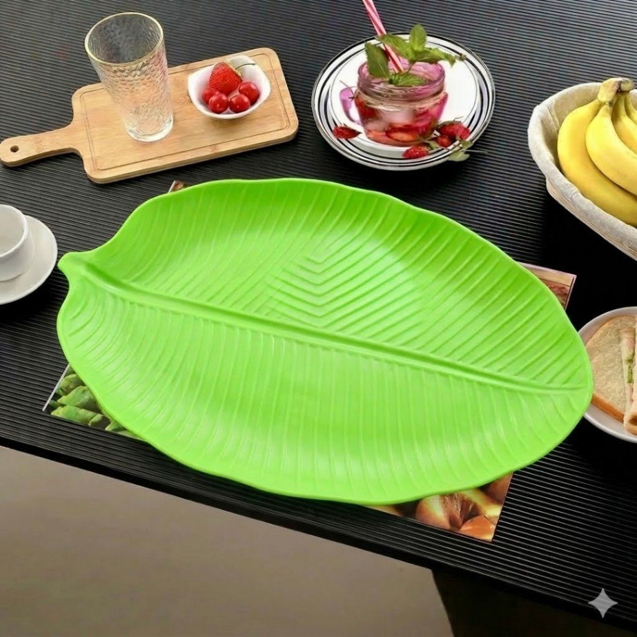 প্লাস্টিক কলা পাতা সার্ভিং প্লেট / Premium Plastic Banana Leaf Serving Plate 5