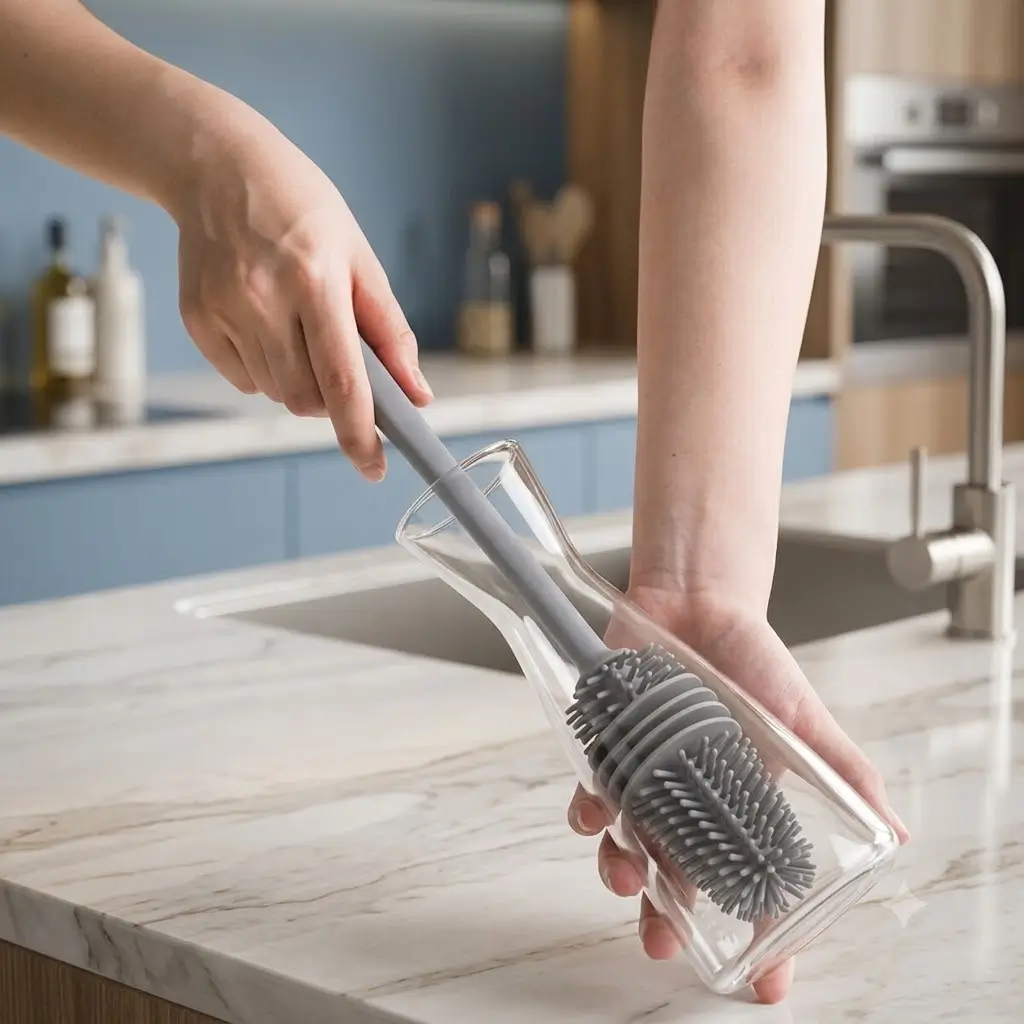 Silicone Bottle Cleaning Brush Bottle Cleaner for Washing Baby Bottles Handle Brush