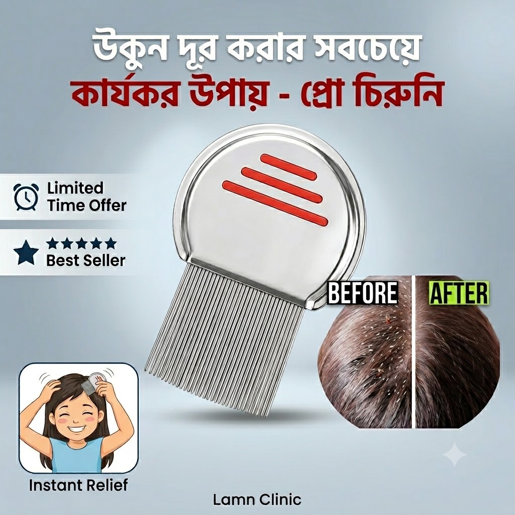 স্টেইনলেস স্টিলের উকুন অপসারণের চিরুনি, Stainless Steel Lice Removal Comb